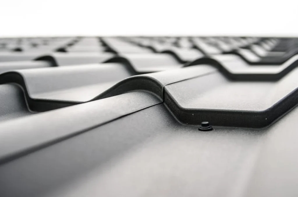 A close-up photo of a metal roof.