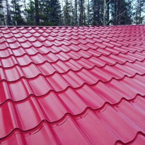 Vine red tiles on a cottage, Hinton, Alberta.