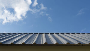 A view of metal roofing edges